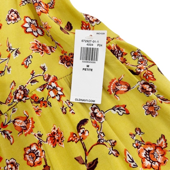 Old Navy Yellow Multicolored Floral Tiered Swing Dress, Petite Size Medium - Picture 12 of 15